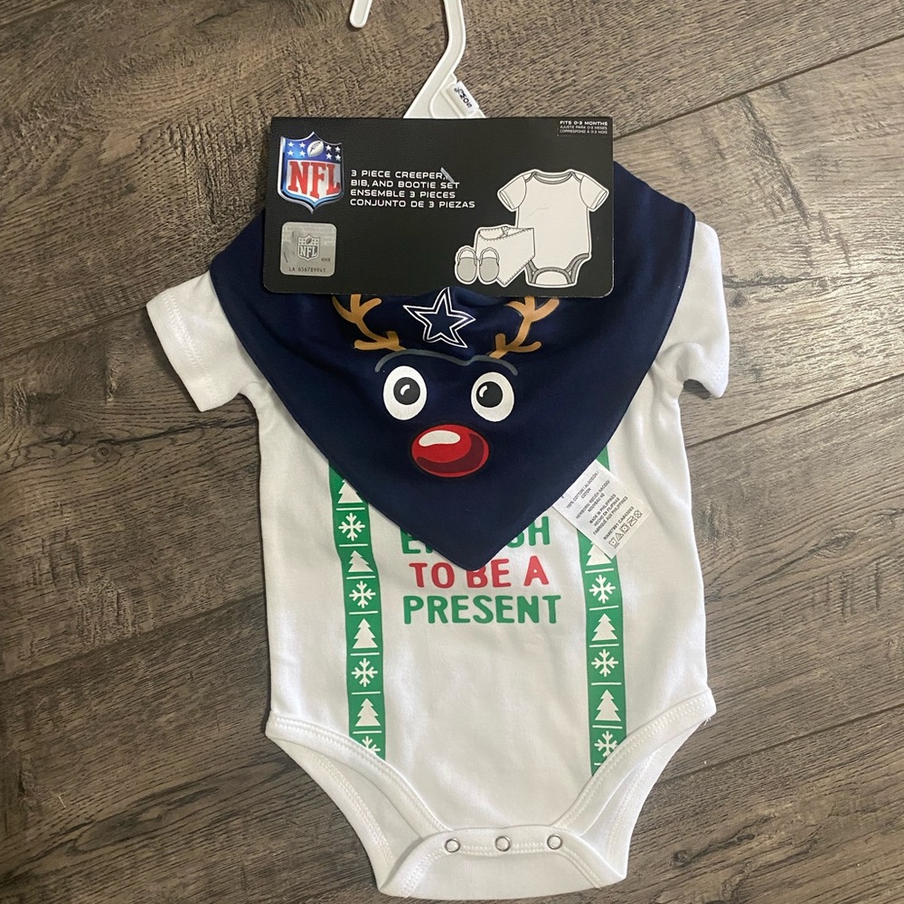 Baby White/Navy Dallas Cowboys My Little Present 3 pc - 0-3 Months
